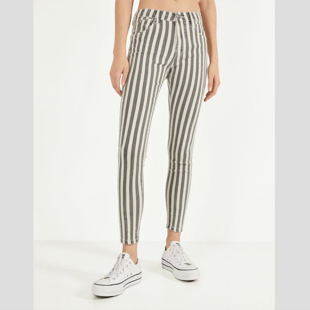 NWOT Bershka Push-up Striped Skinny Jeans